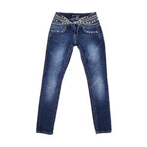Angels Women's Jeans Size 5 Decorative Stitching Crystal Studs Low Rise